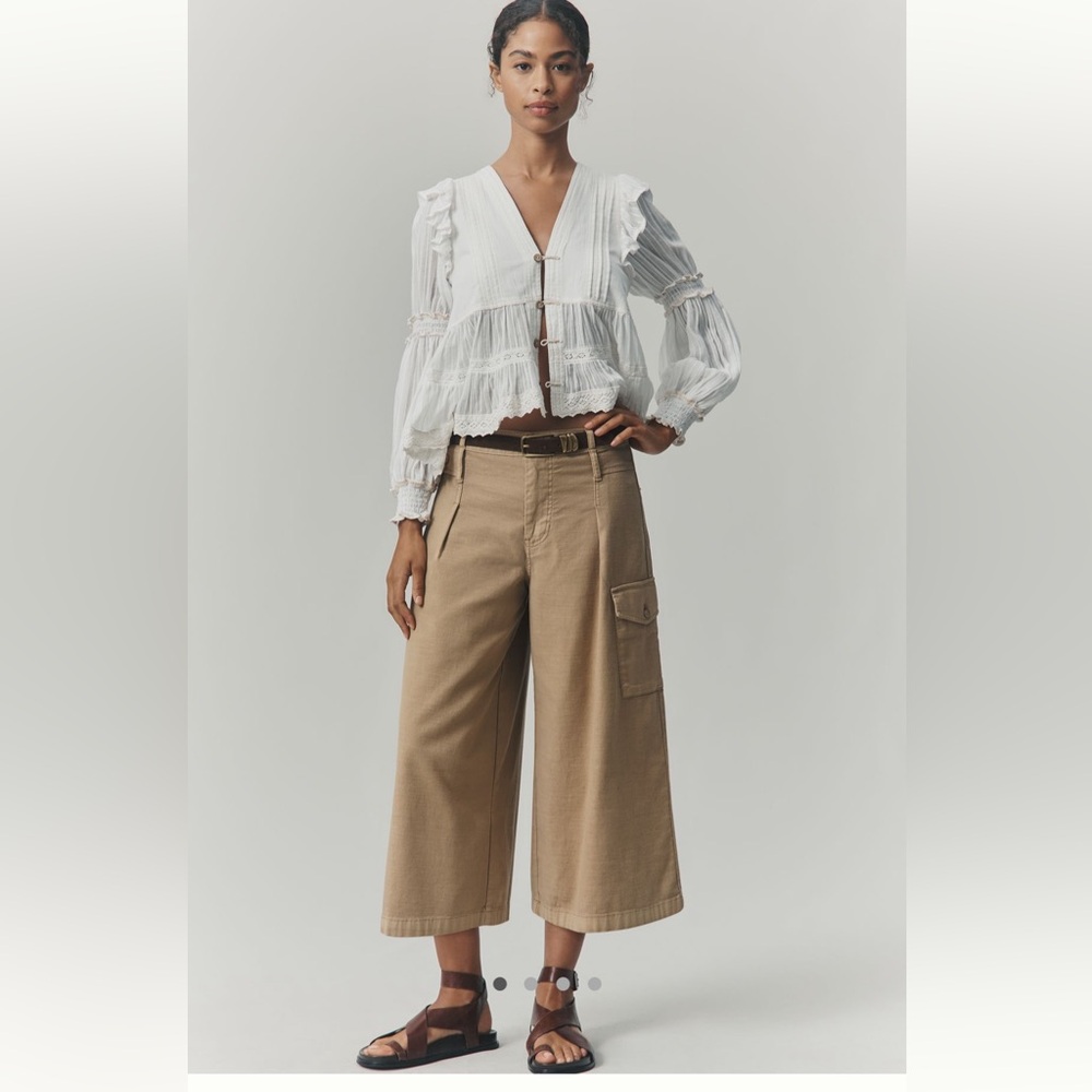 Pilcro Cotton Crop Wide-leg Pants